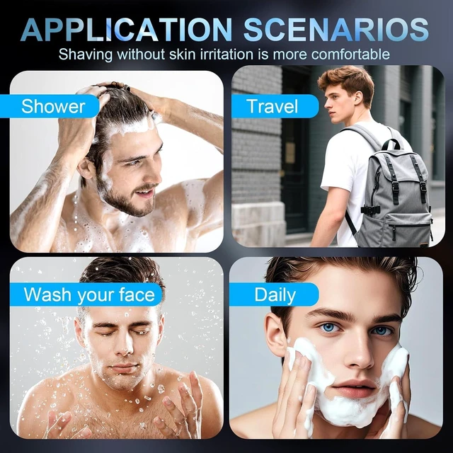 Alt view image 6 of 7 - Snapbuy Electric Razor for Men, Electric Razor Pro, Ipx7 Waterproof Cordless Shaver with 90-Min Runtime, 4D Floating Head Rotary Shaver, Fast Charging (Black)