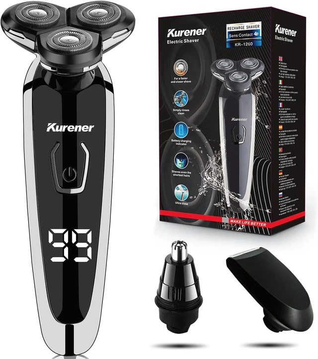 Main image of Electric Razor for Men Shaver Rechargeable Waterproof Rotary for Shaving with Nose Trimmer Sideburns Trimmer Face Cleaning Brush