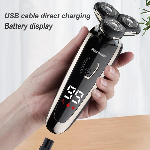 Alt view image 7 of 7 - Electric Razor for Men Shaver Rechargeable Waterproof Rotary for Shaving with Nose Trimmer Sideburns Trimmer Face Cleaning Brush