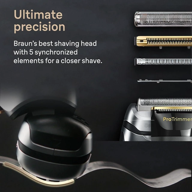 Alt view image 5 of 7 - Braun Series 9 PRO+ Electric Razor for Men, 5 Pro Shave Elements & Precision Long Hair Trimmer, 6in1 SmartCare Center, Wet & Dry Electric Shaver for Smooth Skin with 60min Battery Runtime, 9517s