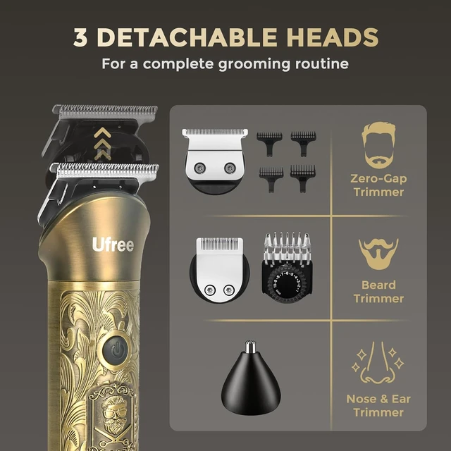 Alt view image 5 of 7 - Ufree Hair Clippers for Men Professional, Cordless Beard Trimmer, Bronze