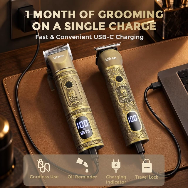 Alt view image 6 of 7 - Ufree Hair Clippers for Men Professional, Cordless Beard Trimmer, Bronze