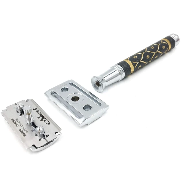 Alt view image 3 of 7 - Parker 65R Super HeavyweightDouble Edge Safety Razor, Long Sandstone Handle
