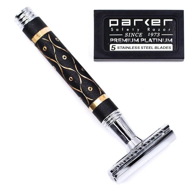 Alt view image 4 of 7 - Parker 65R Super HeavyweightDouble Edge Safety Razor, Long Sandstone Handle