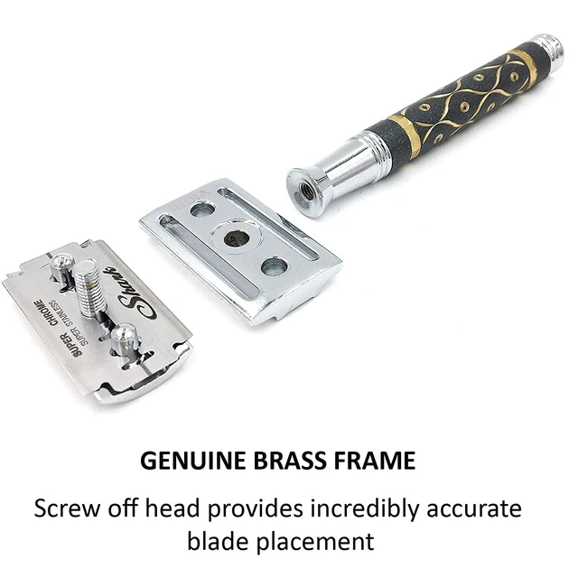 Alt view image 6 of 7 - Parker 65R Super HeavyweightDouble Edge Safety Razor, Long Sandstone Handle