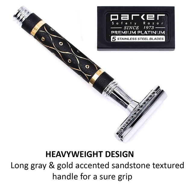 Alt view image 5 of 7 - Parker 65R Super HeavyweightDouble Edge Safety Razor, Long Sandstone Handle