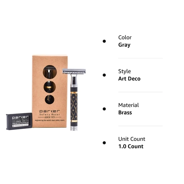 Alt view image 7 of 7 - Parker 65R Super HeavyweightDouble Edge Safety Razor, Long Sandstone Handle