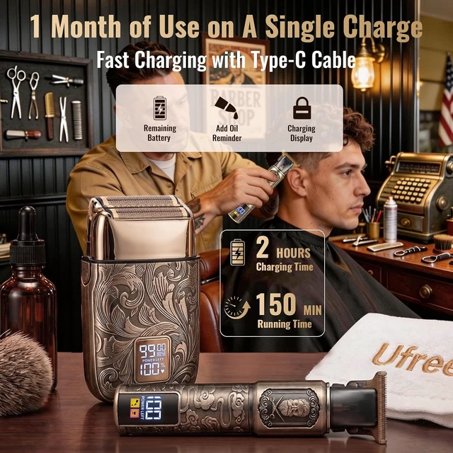 Alt view image 4 of 7 - Ufree Foil Shaver and Beard Hair Trimmer Set, Men Electric RazorMens Gifts