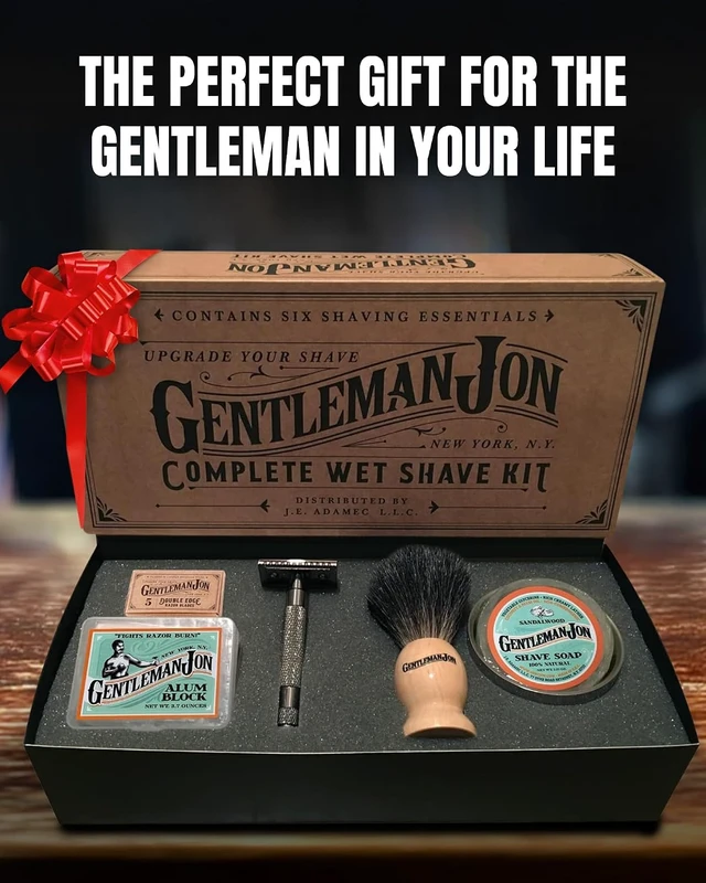 Alt view image 7 of 7 - Gentleman Jon Safety Razor Wet Shaving Kit - Complete 6pc Grooming Set