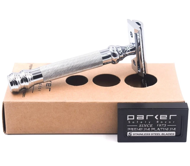 Alt view image 3 of 4 - Parker 98R Heavyweight Long Handle Double Edge Safety Razor, Closed Comb
