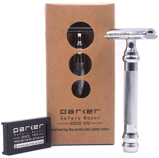 Main image of Parker 98R Heavyweight Long Handle Double Edge Safety Razor, Closed Comb