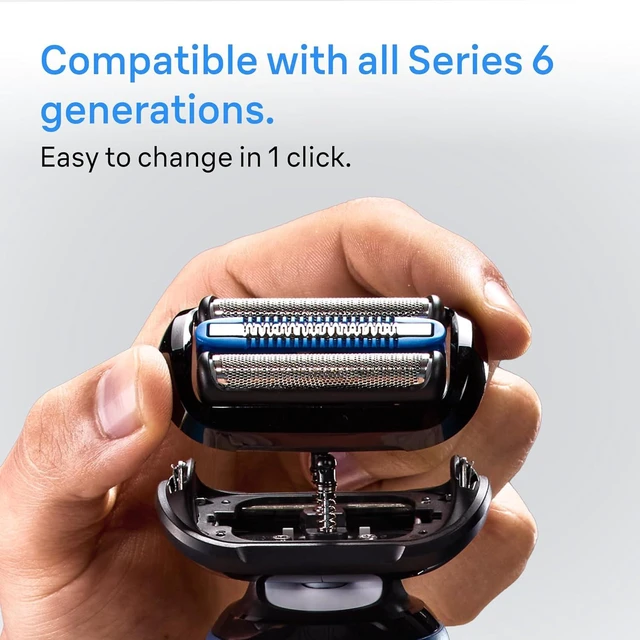 Alt view image 3 of 7 - Braun Series 6 Electric Shaver Replacement Head with Sensitive Skinguard, Easily Attach Your Shaver Head, Compatible with New Generation Series 6 Shavers, 64B, Black