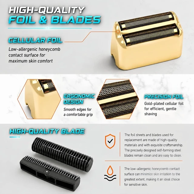 Alt view image 3 of 7 - Shaver Replacement Foil & Cutters Compatible with BaBylissPRO FXFS2 Heads