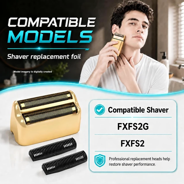 Alt view image 4 of 7 - Shaver Replacement Foil & Cutters Compatible with BaBylissPRO FXFS2 Heads
