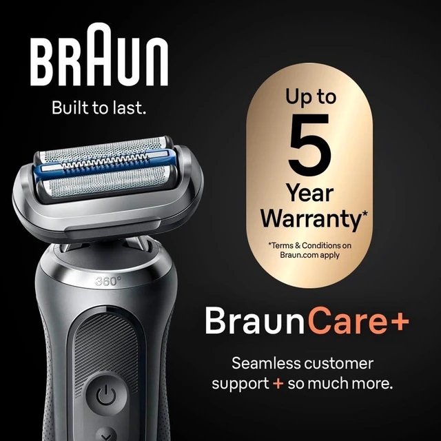 Alt view image 6 of 7 - Braun Electric Shaver for Men, Series 7 7177cc, Wet & Dry Shave, Turbo & Gentle Shaving Modes, Waterproof Foil Shaver, Space Grey