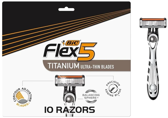 Main image of BIC Flex 5 Mens Disposable 5-Blade Razors, Pivoting Head, 10-Pack