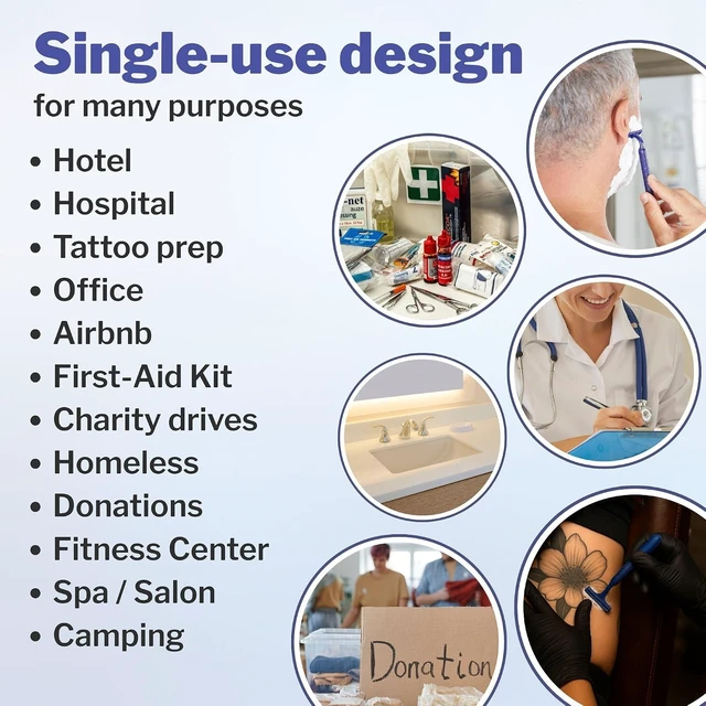 Alt view image 4 of 7 - McKesson Disposable Razors, Blue, Stainless Steel, Tattoo, Travel, 100 ct