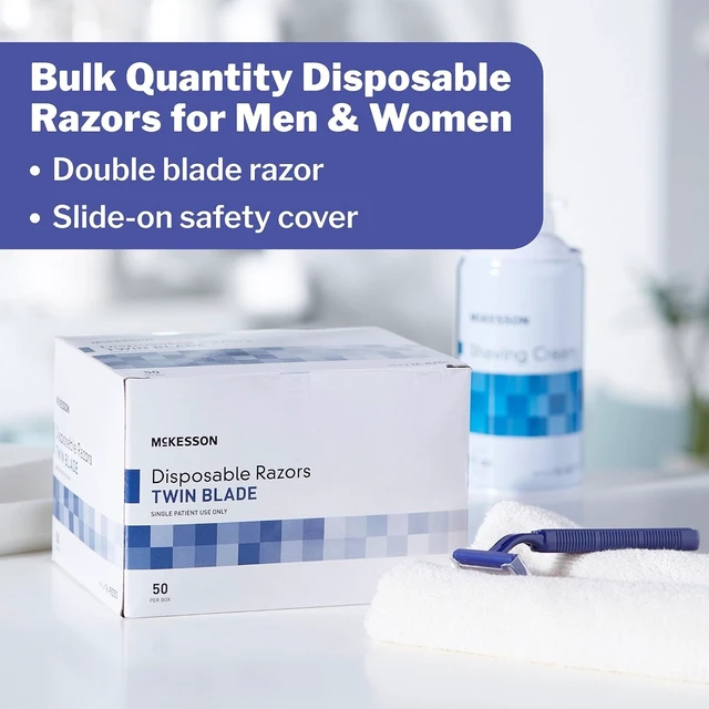 Alt view image 5 of 7 - McKesson Disposable Razors, Blue, Stainless Steel, Tattoo, Travel, 100 ct