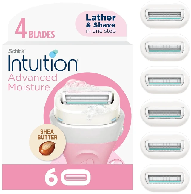 Schick Intuition Advanced Moisture 4-Blade Womens Razor Refills, 6 ct ...