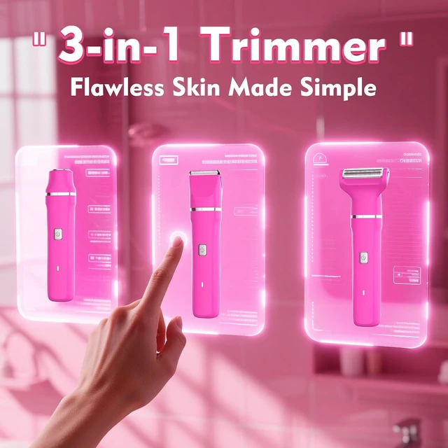 Alt view image 3 of 7 - Risina 3-in-1 Bikini Trimmer for Women, Electric Shaver, Grooming Kit