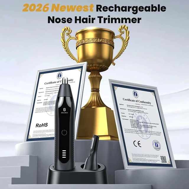 Alt view image 2 of 7 - Ear and Nose Hair Trimmer for Men, 2026 Professional Painless USB Rechargeable Eyebrow & Facial Electric Hair Trimmer for Men Women, Powerful Motor, Dual Edge Blades, IPX7 Waterproof Easy Clean