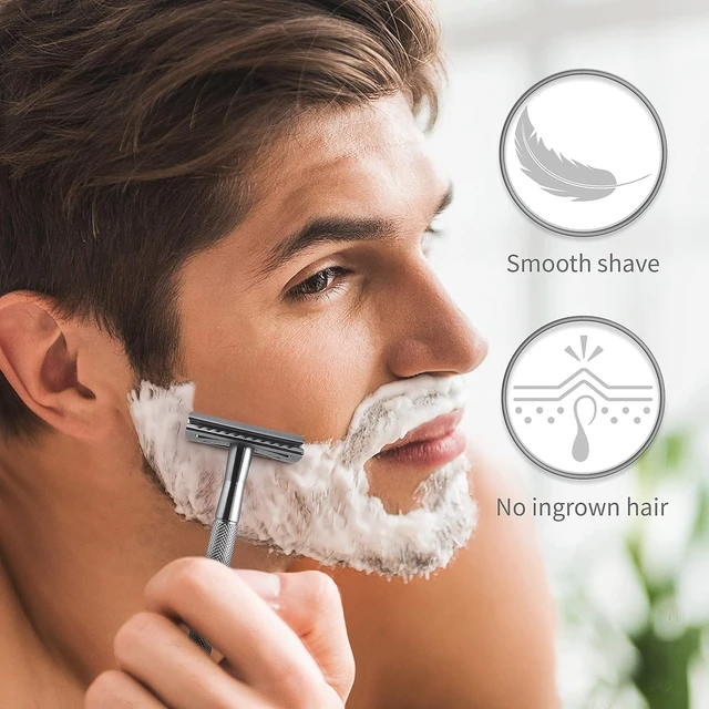 Alt view image 3 of 6 - Bambaw Double Edge Safety Razor for Men & Women, Metal Razor with 5 Double Edge Safety Razor Blades, Eco-Friendly Razor Silver