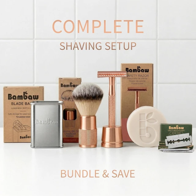 Alt view image 6 of 7 - Bambaw Safety Razor for Women with 5 Double Edge Blades, Double Edge Razor, Single Blade Razors for Women and Men, Reusable & Plastic Free Rose Gold