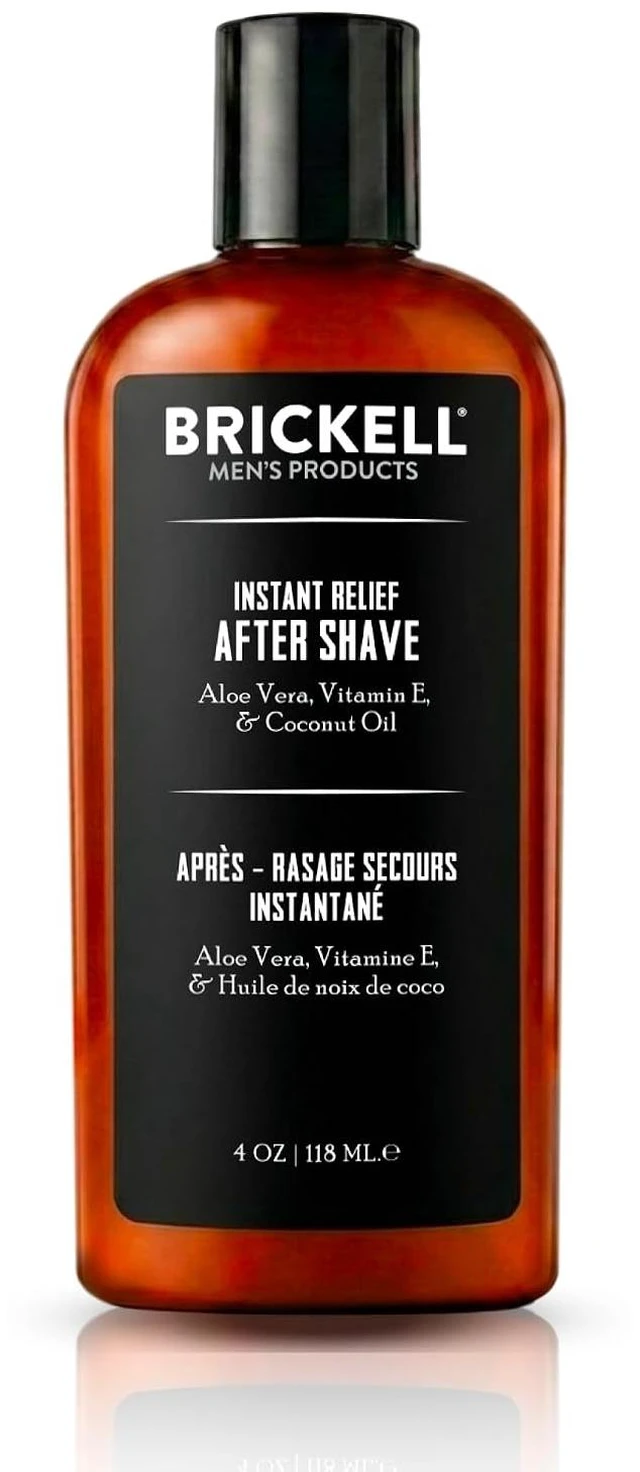 Main image of Brickell Men's Instant Relief Aftershave for Men, Soothing After Shave Balm to Prevent Razor Burn, With Aloe, Vitamin E, and Hyaluronic Acid, 4 Ounce, Scented