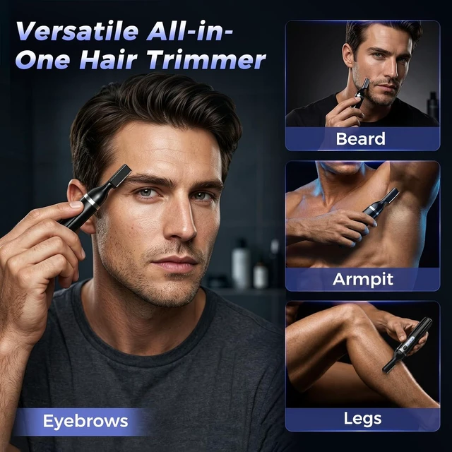 Alt view image 6 of 7 - Eyebrow Trimmer, Electric Eyebrow Razor for Women Men, Rechargeable Painless LED Light Facial Hair Shaver Remover with Rinseable Blade for Face Lips Neck Leg