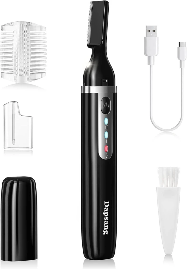 Main image of Eyebrow Trimmer, Electric Eyebrow Razor for Women Men, Rechargeable Painless LED Light Facial Hair Shaver Remover with Rinseable Blade for Face Lips Neck Leg