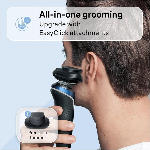 Alt view image 5 of 7 - Braun Electric Shaver for Men, Series 6 6120s, Wet & Dry Shave, Turbo & Gentle Shaving Modes, with Precision Trimmer & Pouch, Blue