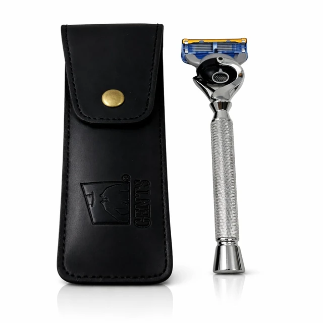 Main image of Flex Ball Handle Shaving Razor All Chrome Long Handle Razor with Flex Pivot Technology & Diamond Knurled Grip for Mens Precision Shaving