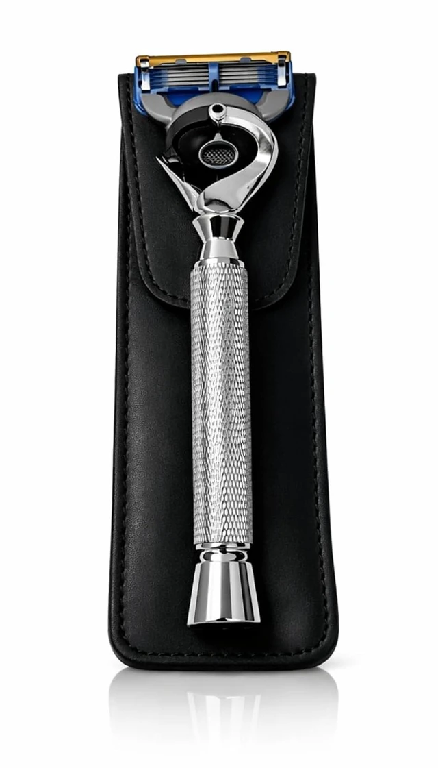 Alt view image 2 of 7 - Flex Ball Handle Shaving Razor All Chrome Long Handle Razor with Flex Pivot Technology & Diamond Knurled Grip for Mens Precision Shaving