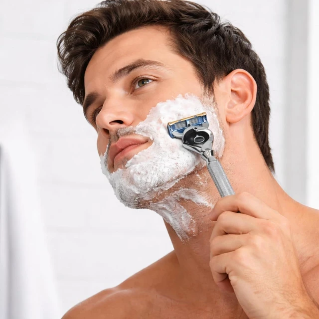 Alt view image 5 of 7 - Flex Ball Handle Shaving Razor All Chrome Long Handle Razor with Flex Pivot Technology & Diamond Knurled Grip for Mens Precision Shaving