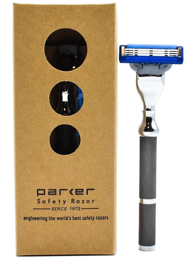 Main image of Parker 42M Mach3 Compatible Razor, Graphite All-Metal Brass Frame