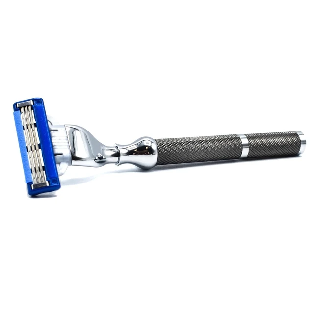 Alt view image 3 of 7 - Parker 42M Mach3 Compatible Razor, Graphite All-Metal Brass Frame