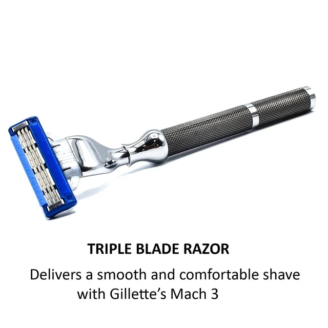 Alt view image 6 of 7 - Parker 42M Mach3 Compatible Razor, Graphite All-Metal Brass Frame