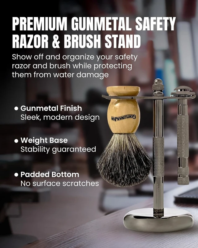Alt view image 2 of 7 - Gentleman Jon Shaving Stand - Durable Safety Razor & Brush Holder for Men