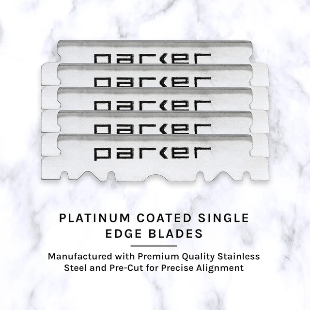 Alt view image 2 of 5 - Parker PTB Barber Straight Razor with 5 Half Blades - Push Type Insert