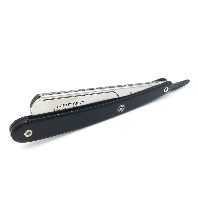 Alt view image 4 of 5 - Parker PTB Barber Straight Razor with 5 Half Blades - Push Type Insert
