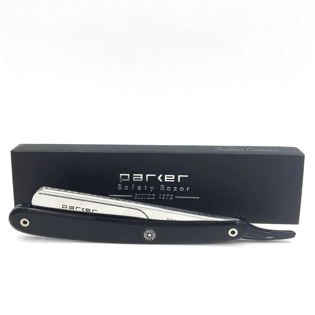 Alt view image 5 of 5 - Parker PTB Barber Straight Razor with 5 Half Blades - Push Type Insert