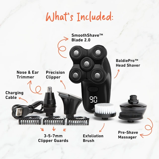 Alt view image 3 of 6 - Groomie BaldiePro Cordless Head Shaver Kit for Bald Men, Waterproof