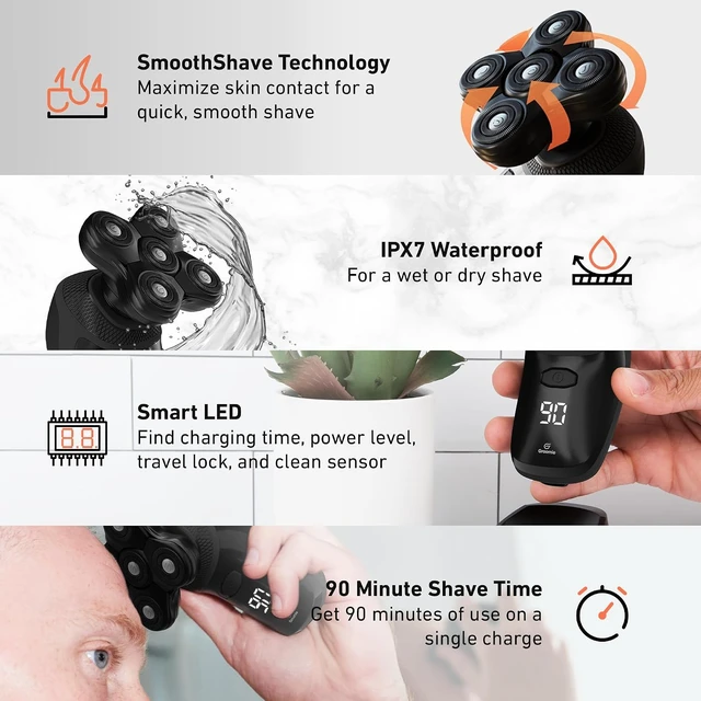 Alt view image 4 of 6 - Groomie BaldiePro Cordless Head Shaver Kit for Bald Men, Waterproof