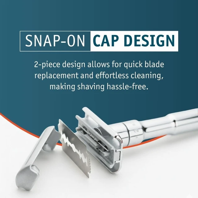 Alt view image 7 of 7 - MERKUR FUTUR 701 Adjustable Double Edge Safety Razor - Bright Chrome | Adjustable Razor With Dial | Made in Germany | Plastic-Free | Snap-On Cap Design | Straight Bar