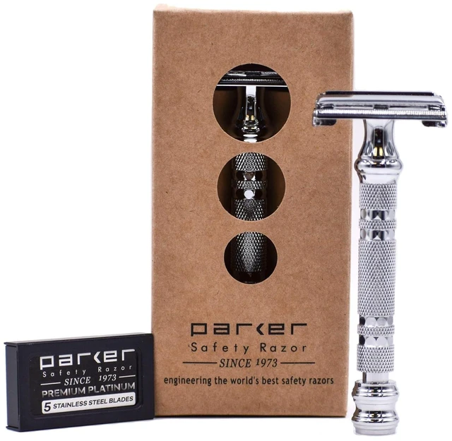 Main image of Parker 66R Butterfly Open Double Edge Safety Razor - 5 Premium Blades included