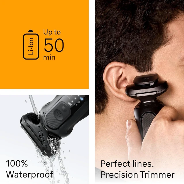 Alt view image 3 of 7 - Braun Series 5 Electric Shaver for Men, Wet & Dry Foil Razor, Precision Trimmer Attachment, Body Groomer Attachment, Charging Stand, Travel Case, Black 5155cs