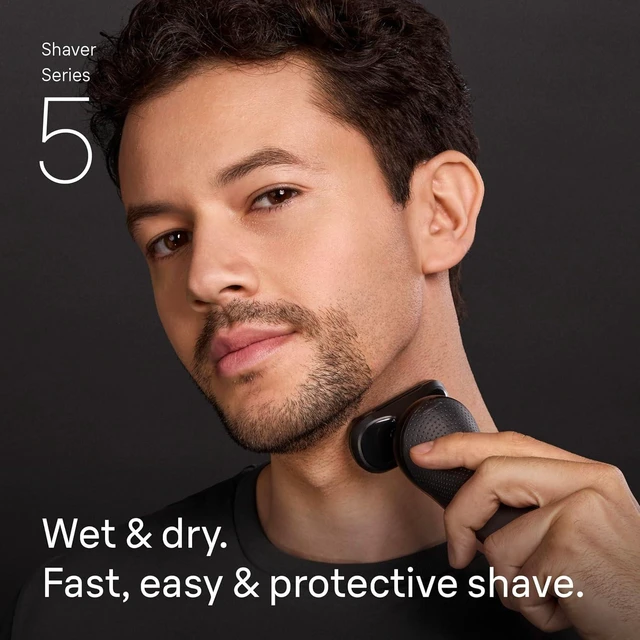 Alt view image 6 of 7 - Braun Series 5 Electric Shaver for Men, Wet & Dry Foil Razor, Precision Trimmer Attachment, Body Groomer Attachment, Charging Stand, Travel Case, Black 5155cs