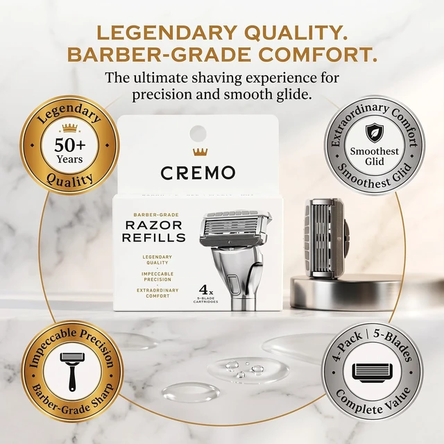 Alt view image 2 of 7 - Cremo Astonishingly Superior Barber Grade Razor Refill Cartridges, 4 ct (Pack of 3)