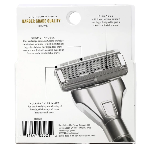 Alt view image 3 of 7 - Cremo Astonishingly Superior Barber Grade Razor Refill Cartridges, 4 ct (Pack of 3)
