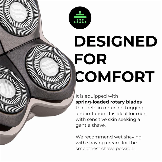 Alt view image 5 of 7 - Skull Shaver Forte PRO 4 Head Replacement Blade - Shaver Blade for Wet & Dry Shaving - Rotary Heads Design - Japanese Stainless Steel - Compatible with Pitbull, Palm & Butterfly Kiss Shavers